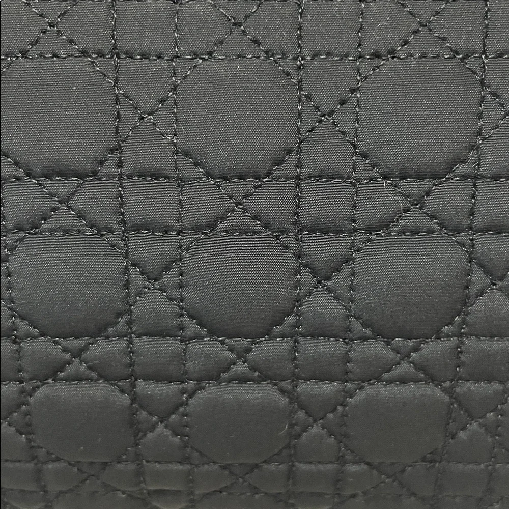 Christian Dior CD Cannage Black Quilted Zip Clutch Pouch Organizer Bag